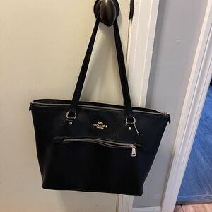 Coach black leather gallery tote